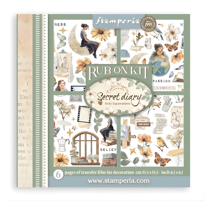Stamperia Secret Diary Rub On Transfers - Assorted Pack