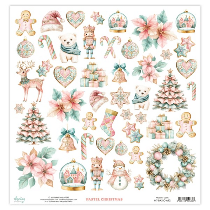 Mintay Pastel Christmas 12" x"12 Elements Scrapbook Paper MT-BASIC-A12