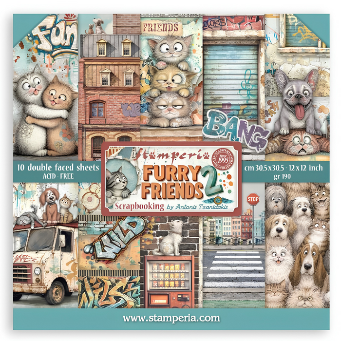 Stamperia Furry Friends 2 12" x 12" Scrapbooking Paper Pad