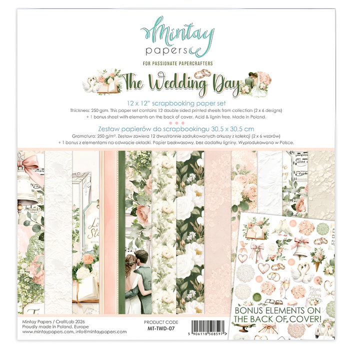 Mintay The Wedding Day 12" x"12 Scrapbooking Paper Set