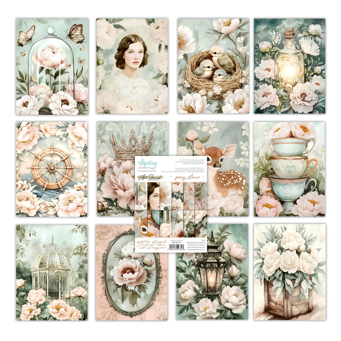Mintay Paper Peony Silence 6" x"8 Art Journal Paper Set