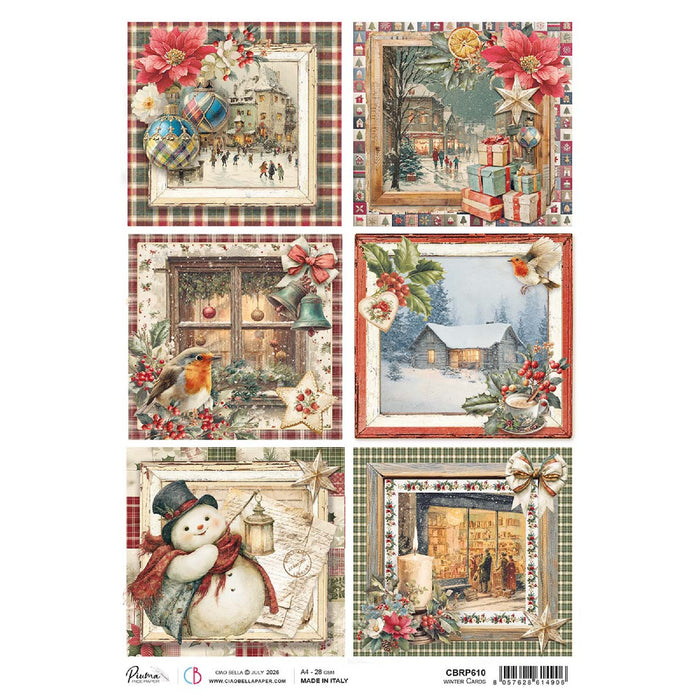 Ciao Bella Paper Merry & Bright A4 Rice Paper Winter Cards