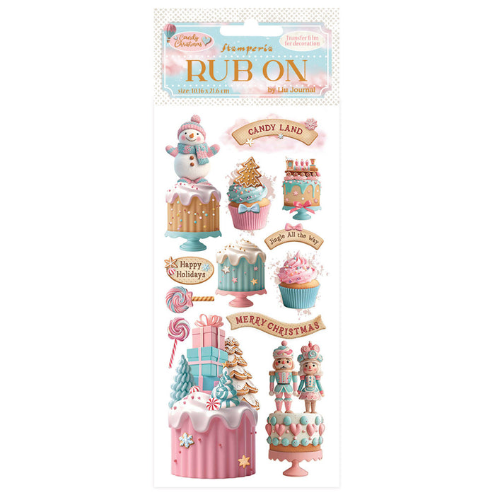 Stamperia Candy Christmas Rub - On Cakes