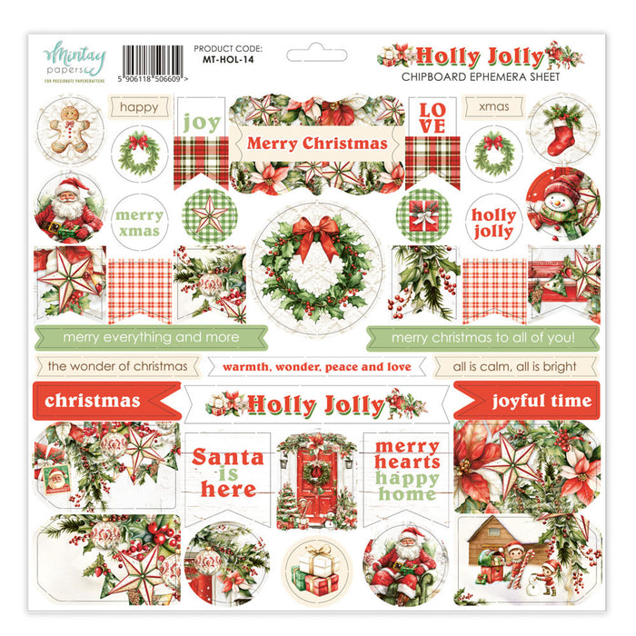 Mintay Holly Jolly 12" x"12 Chipboard Ephemera