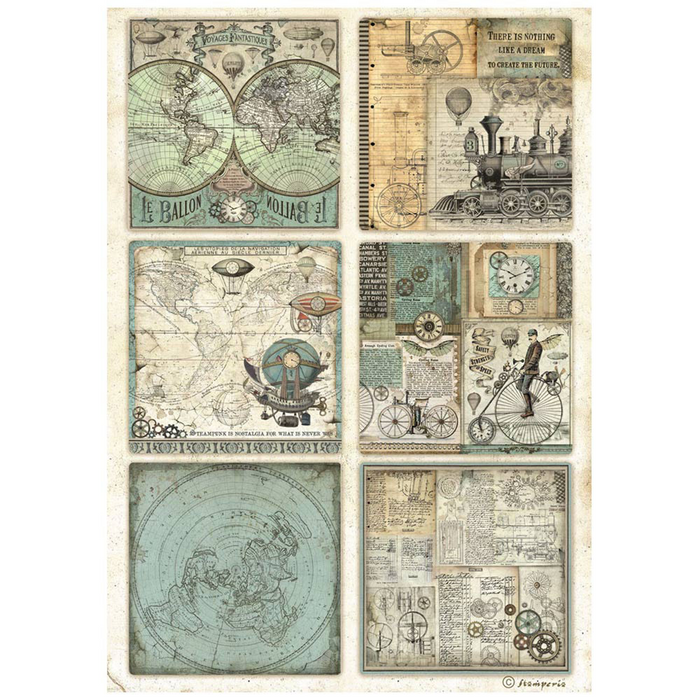 Stamperia Voyages Fantastiques A4 Rice Paper (6 Cards)
