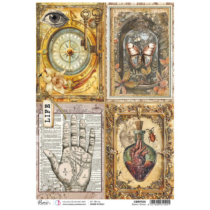 Ciao Bella Cabinet Of Curiosities A4 Rice Paper Cards