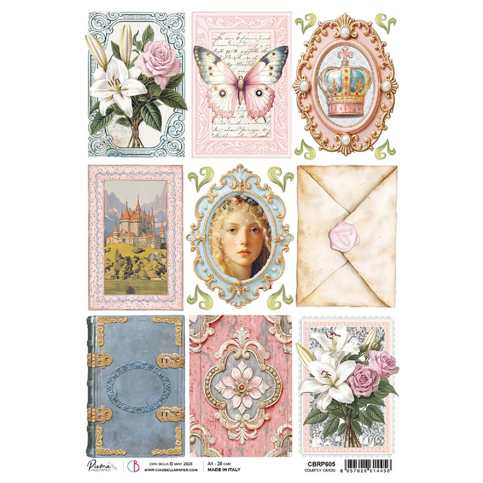 Ciao Bella Paper Courtly Love A4 Rice Paper Cards