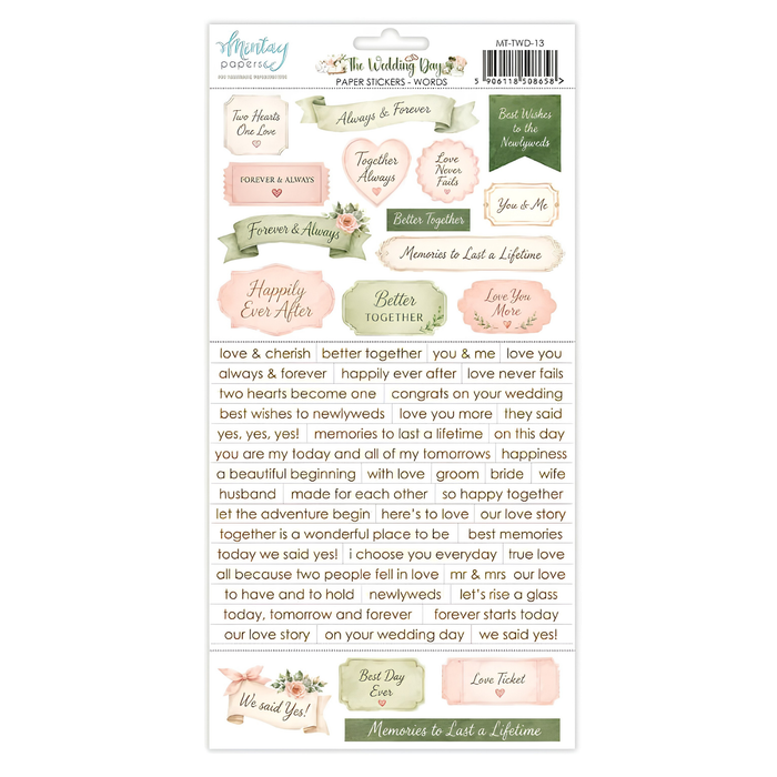 Mintay The Wedding Day 6" x"12 Paper Sticker Words