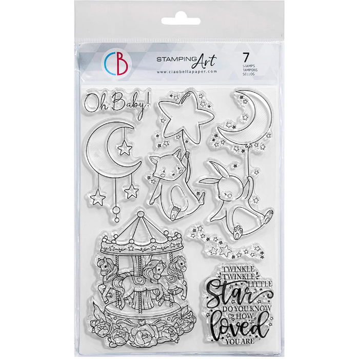Ciao Bella Tiny World "6 x 8" Clear Stamp Set Lullaby's Carousel