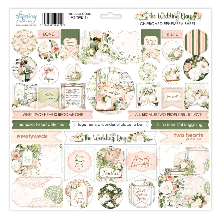 Mintay The Wedding Day 12" x"12 Chipboard Ephemera