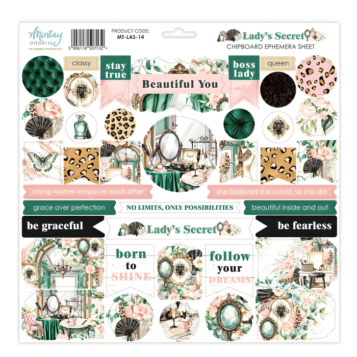 Mintay Lady's Secret 12" x"12 Chipboard Ephemera