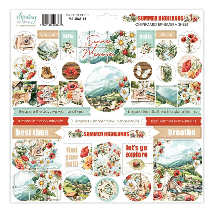 Mintay Paper Summer Highlands 12" x"12 Chipboard Ephemera