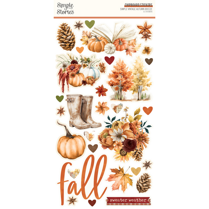 Simple Stories Vintage Autumn Breeze 6 x 12 Chipboard Stickers