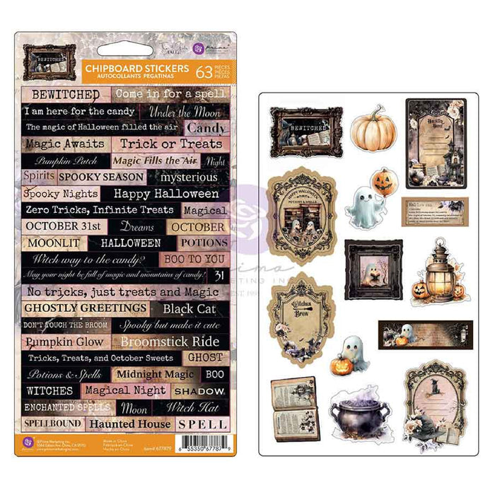 Prima Marketing Bewitched Chipboard Stickers 63pc