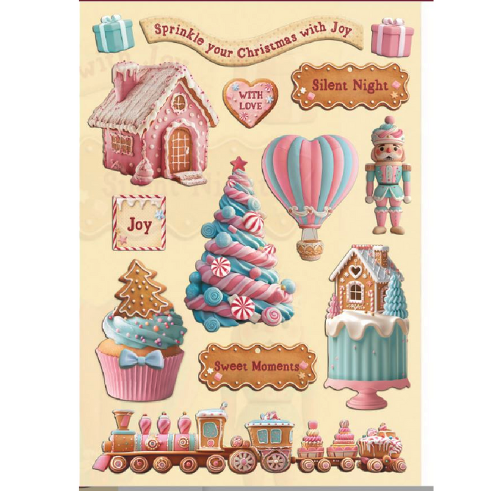 Stamperia Candy Christmas A5 Colored Wooden Shapes