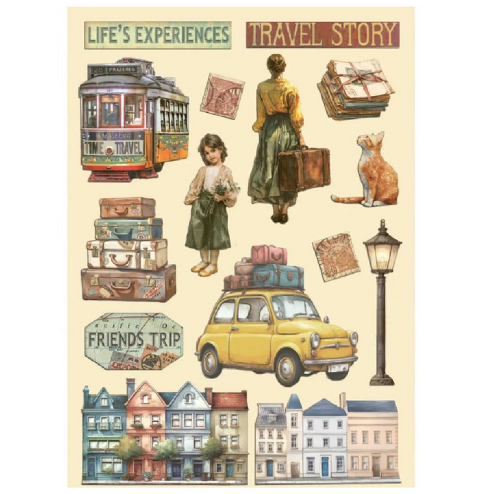 Stamperia Art Of Travelling A5 Colored Wooden Shapes