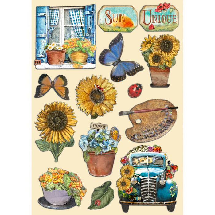 Stamperia Sunflower Art A5 Colored Wooden Shapes