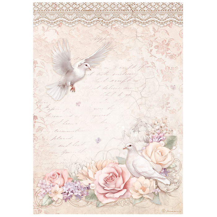 Stamperia Romance Forever A4 Rice Paper (Doves)
