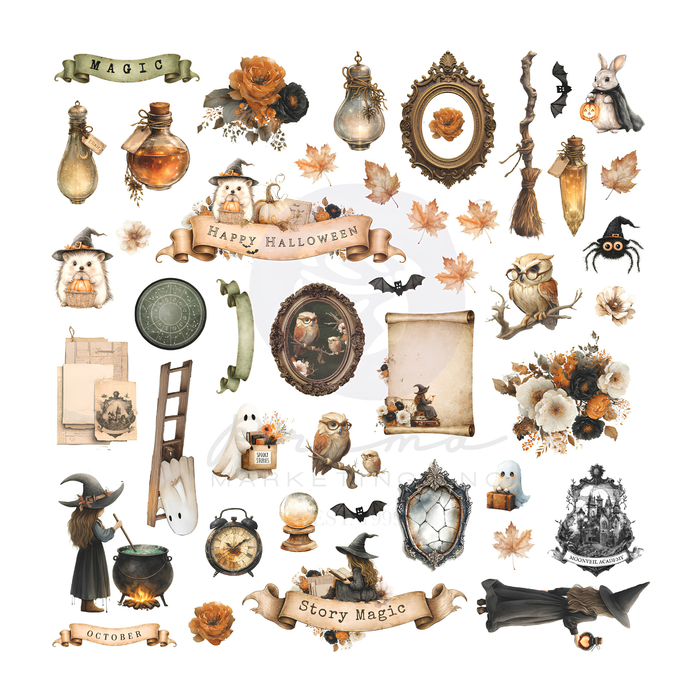 Prima Marketing Made of Magic Ephemera  90pc
