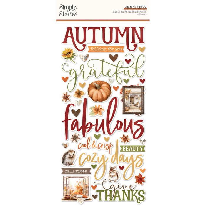 Simple Stories Vintage Autumn Breeze Foam Stickers