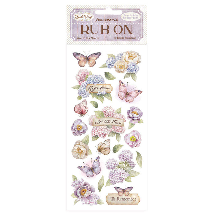 Stamperia Quiet Days Rub - On Hydrangea & Butterfly