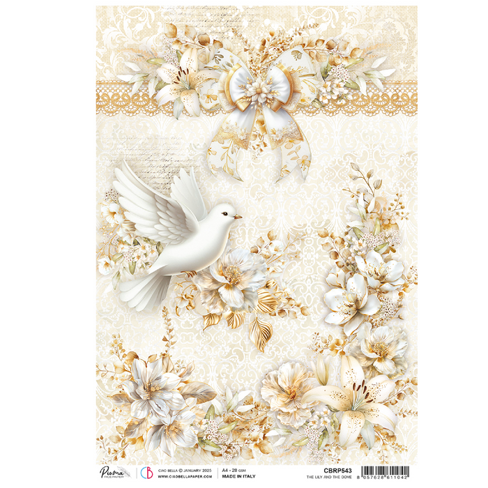 Ciao Bella Blessing Day A4 Rice Paper Lily and The Dove