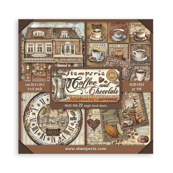 Stamperia Coffee & Chocolate 8" x 8" Maxi Paper Pad Single Face