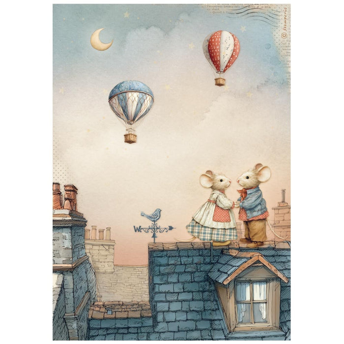 Stamperia Family A4 Rice Paper Mice On The Roof