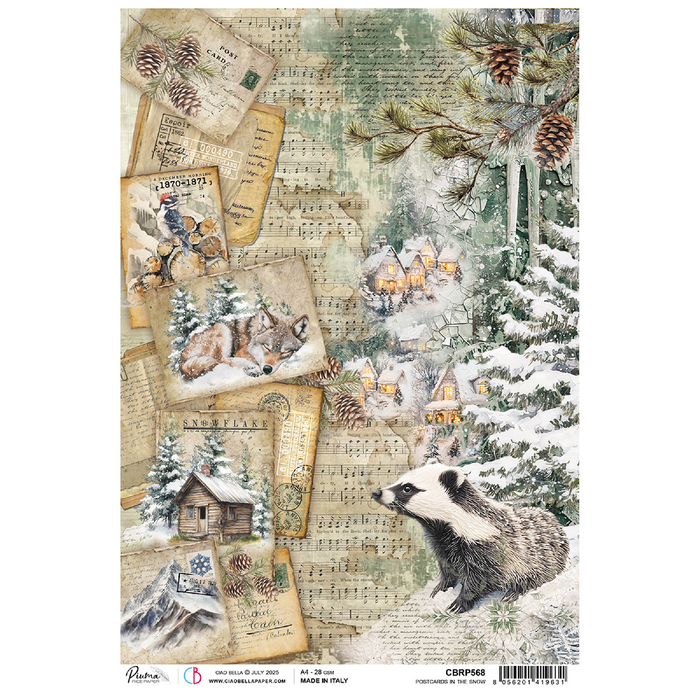 Ciao Bella Forest Tales A4 Rice Paper Postcard In The Snow
