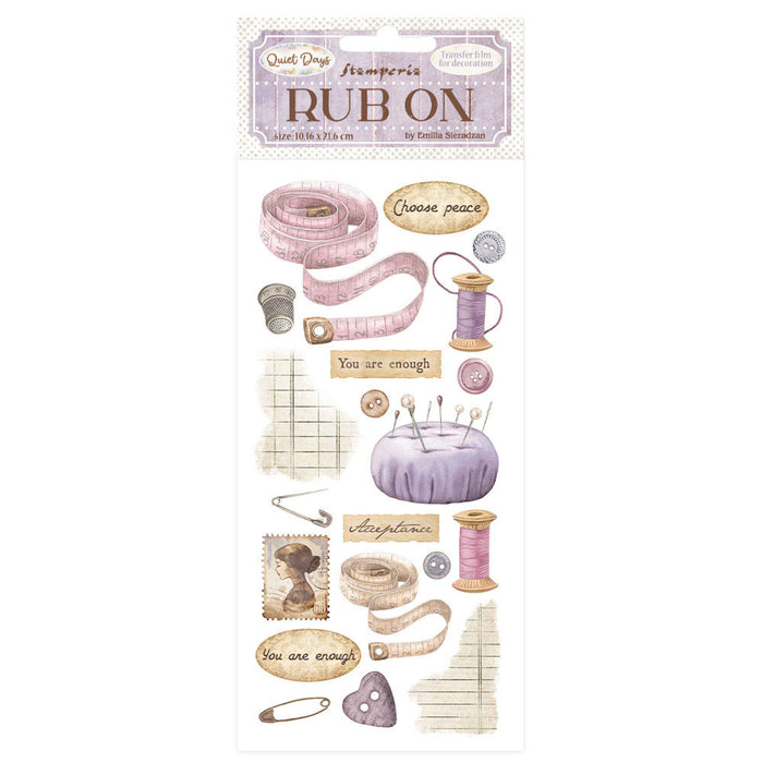 Stamperia Quiet Days Rub - On Sewing