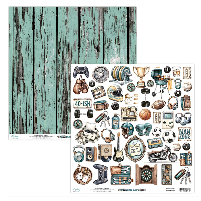 Mintay Man Cave 12" x"12 Scrapbook Paper MT-MAN-09