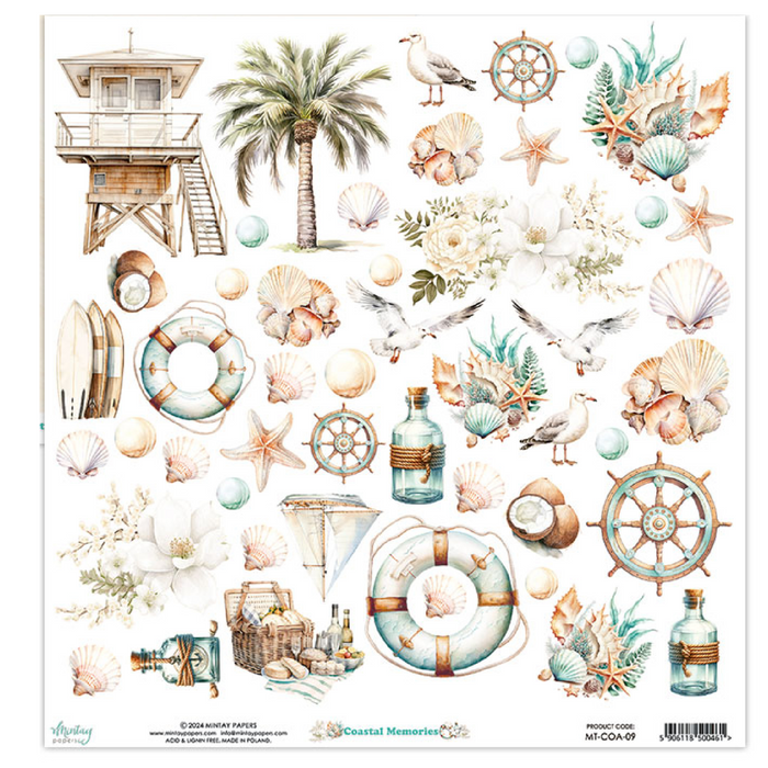 Mintay Coastal Memories 12" x"12 Scrapbooking Paper Set