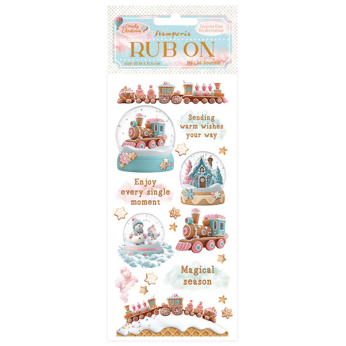 Stamperia Candy Christmas Rub - On Snow Globes