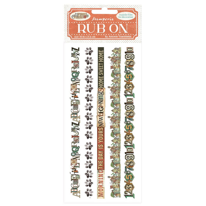 Stamperia Furry Friends Rub - On Stripes