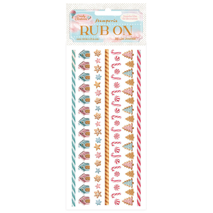 Stamperia Candy Christmas Rub - On Stripes