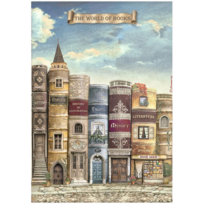 Stamperia Vintage Library A4 Rice Paper World Of Book