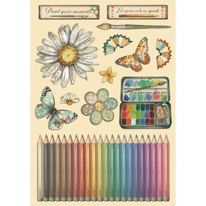 Stamperia Daisy Art A5 Colored Wooden Shapes