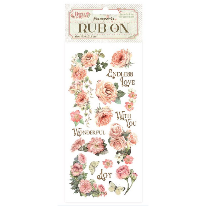 Stamperia House Of Roses  Rub - On Writings & Roses