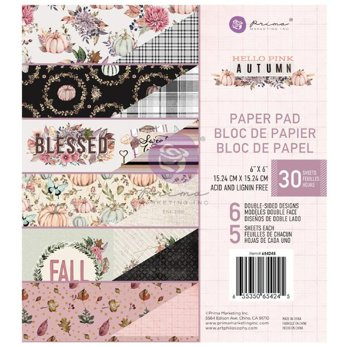 Hello Pink Autumn 6" x 6" Paper Pad by Prima Marketing
