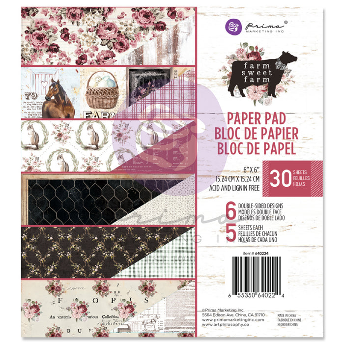 Farm Sweet Farm 6 x 6 Paper Pad by Prima Marketing