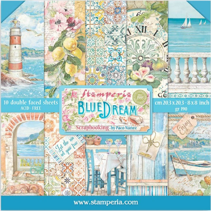 Stamperia Blue Dream 8" x 8" Scrapbooking Paper Pad