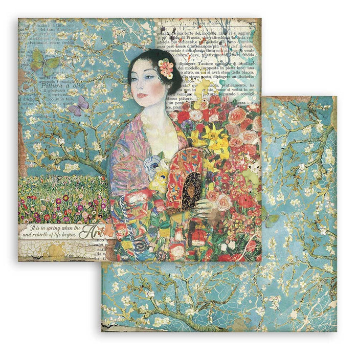 Stamperia Atelier Des Arts 12" x 12" Scrapbook Paper Lady with Fan