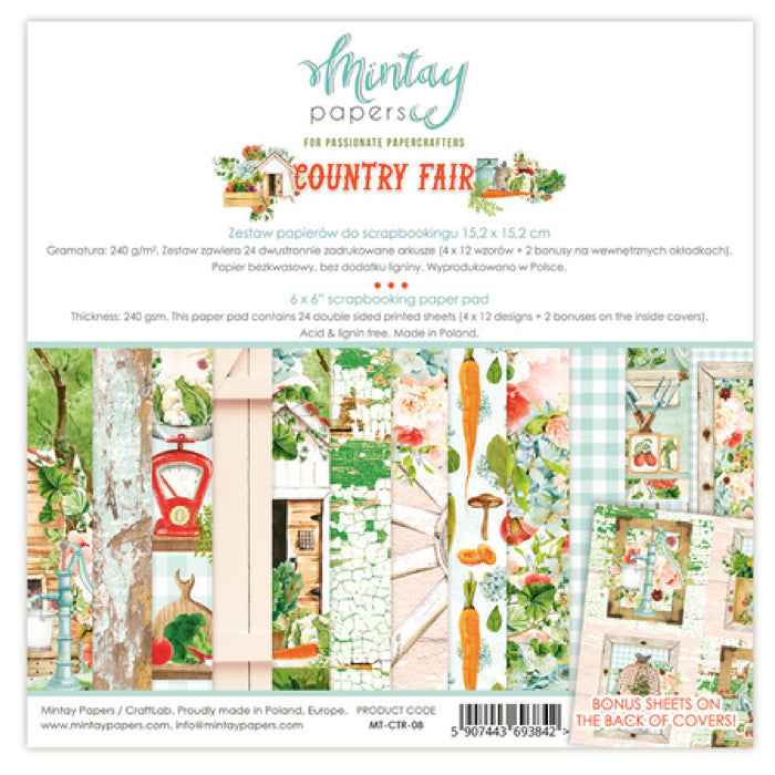 Mintay Country Fair 6" x 6" Scrapbooking Paper Pad