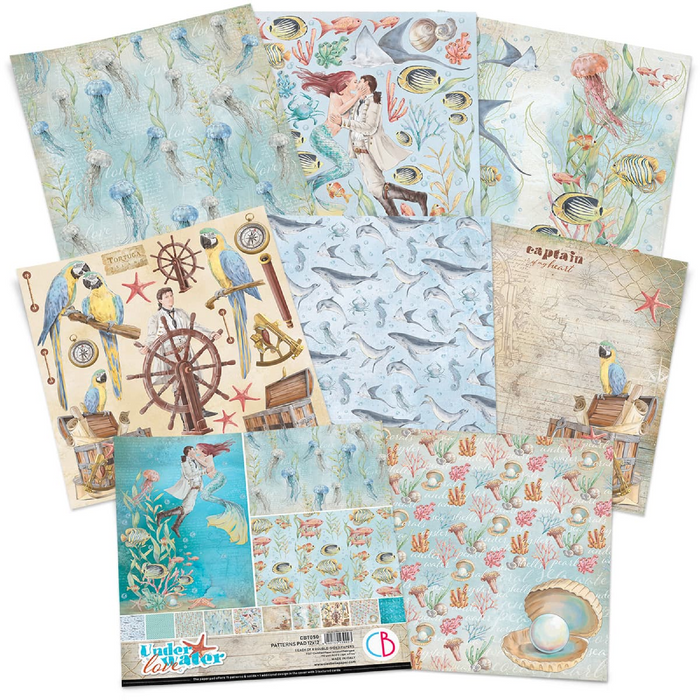 Ciao Bella Underwater Love Patterns 12" x 12" Scrapbooking Paper Set