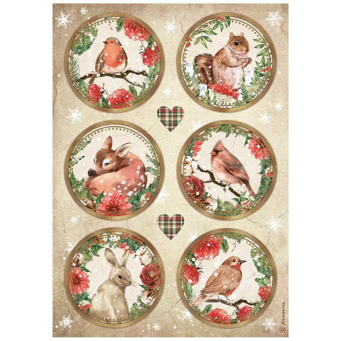 Home For The Holidays A4 Rice Paper by Stamperia Rounds