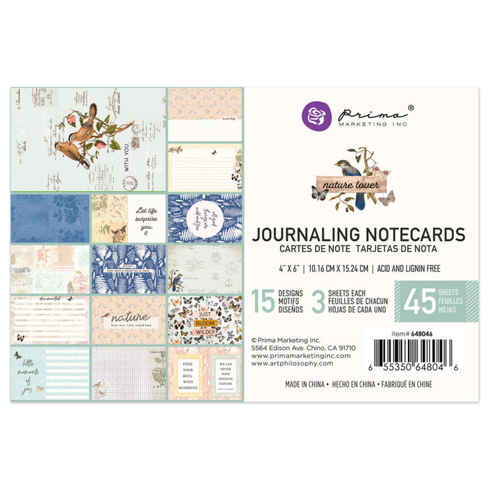 Prima Marketing Nature Lover 4 x 6 Journaling Notecards