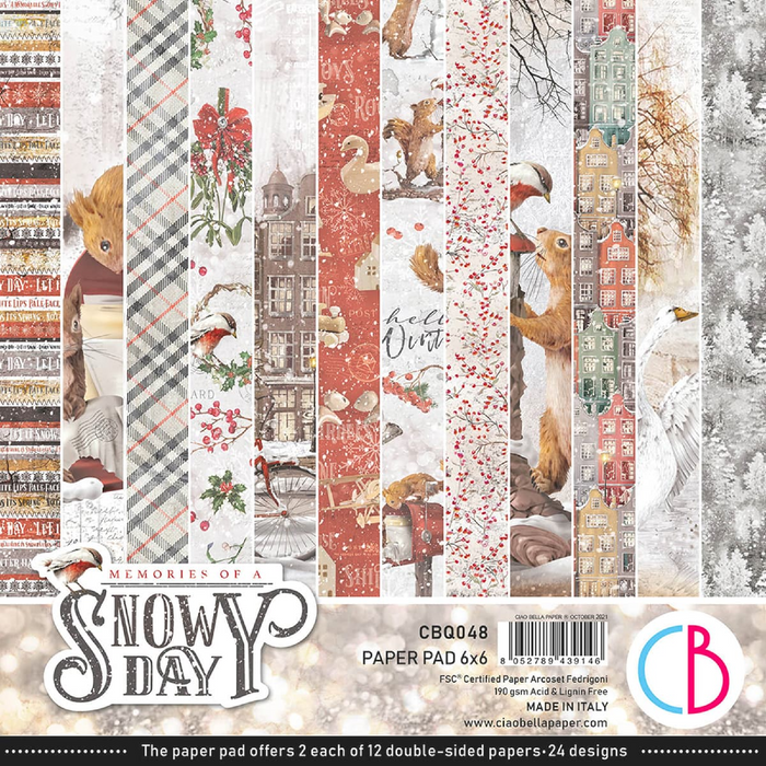 Ciao Bella Memory Of Snowy Day 6"x 6" Scrapbooking Paper Set