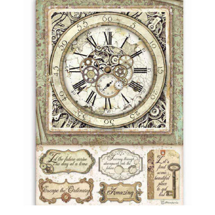 A4 Rice Paper Lady Vagabond Clock - Stamperia