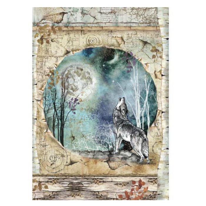 Stamperia A4 Cosmos Rice Paper (Wolf)
