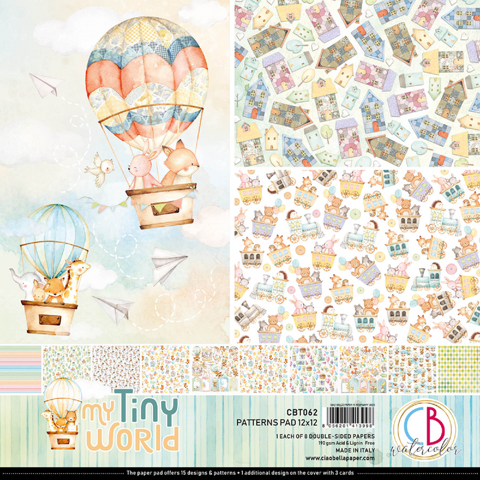 Ciao Bella Tiny World 12" x 12" Patterns Scrapbooking Paper Set